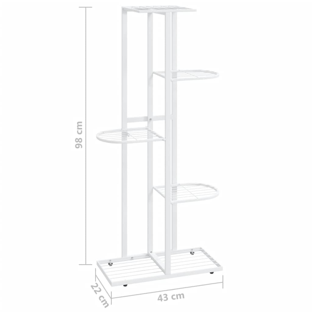 5-kerroksinen kukkateline 43x22x98 cm valkoinen metalli - Sisustajankoti.fi