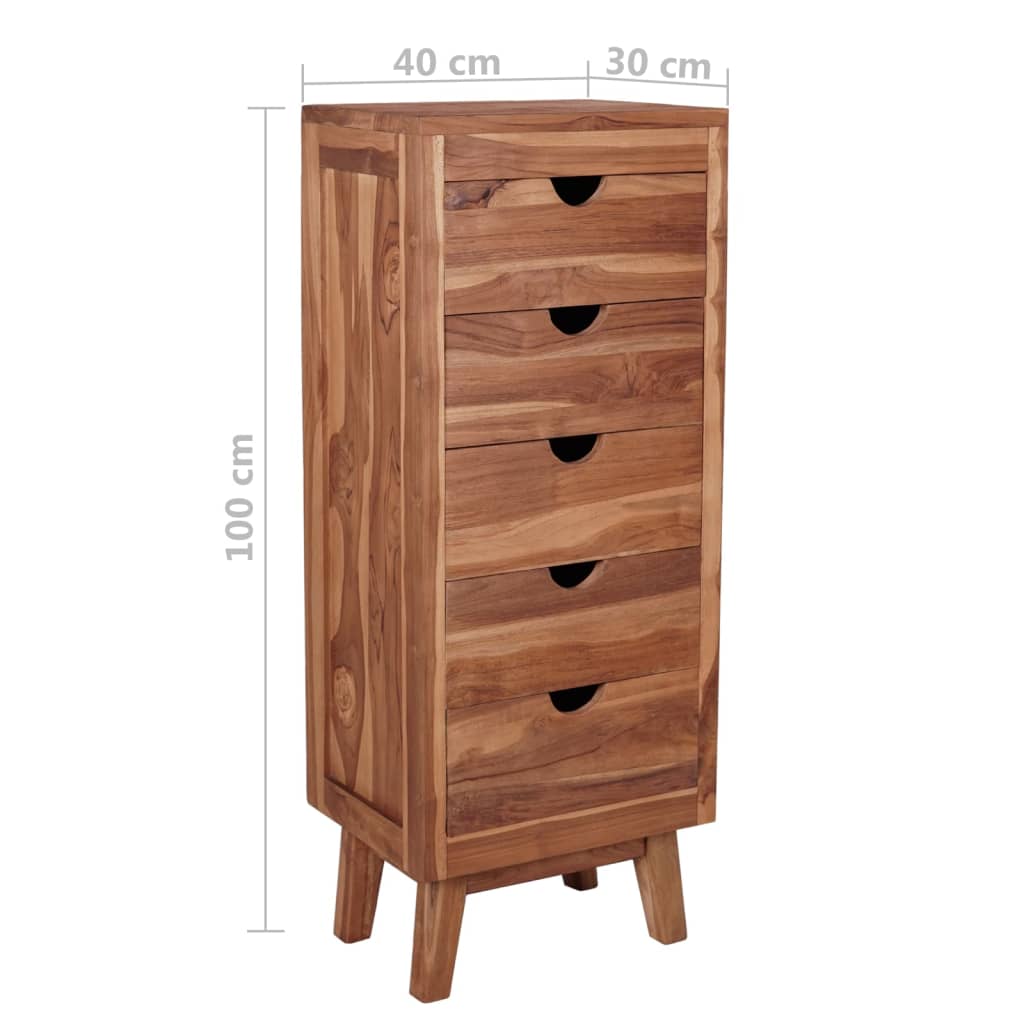 Senkki 5 vetolaatikolla 40x30x100 cm täysi tiikki - Sisustajankoti.fi
