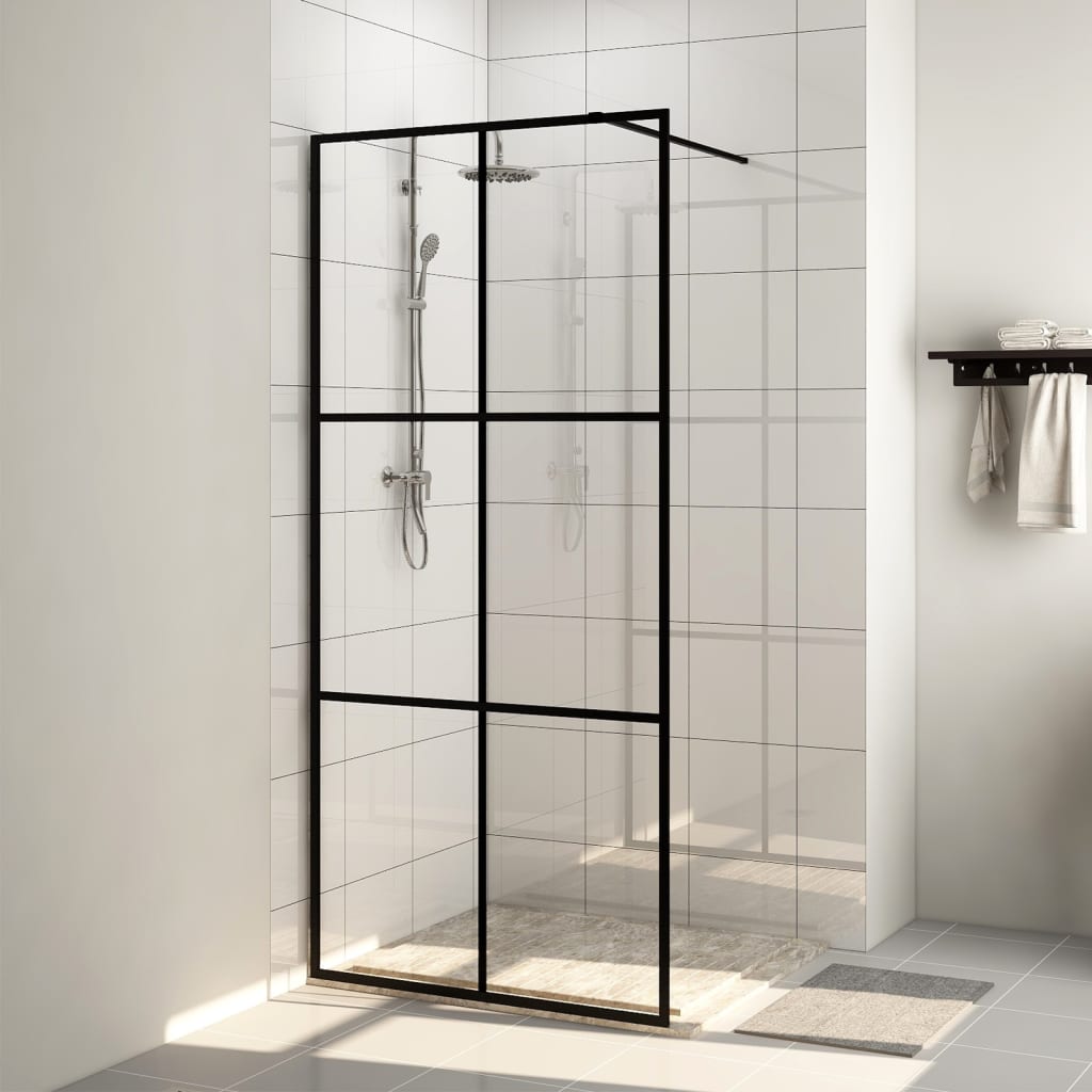 Walk-in suihkun seinäke kirkas ESG-lasi 80x195 cm musta - Sisustajankoti.fi