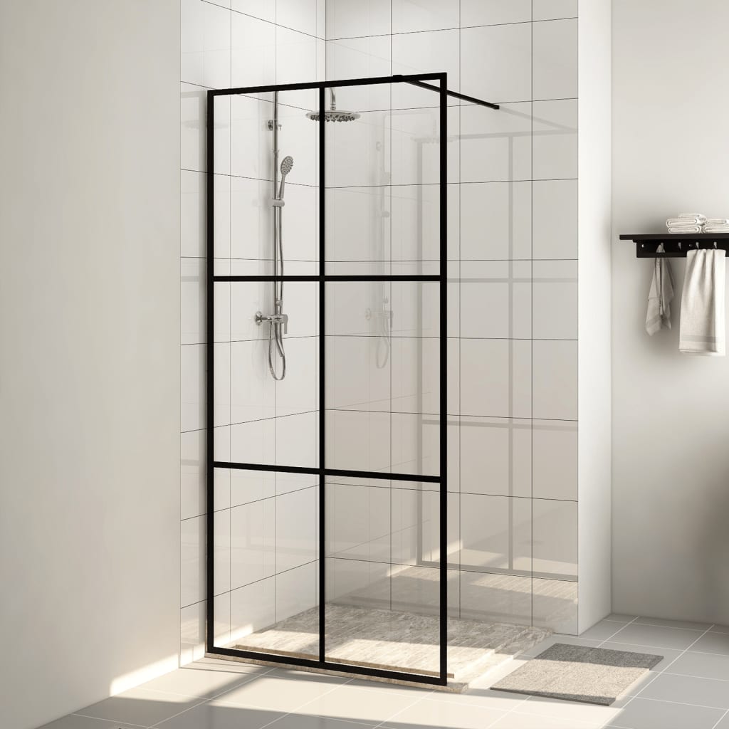 Walk-in suihkun seinäke kirkas ESG-lasi 100x195 cm musta - Sisustajankoti.fi