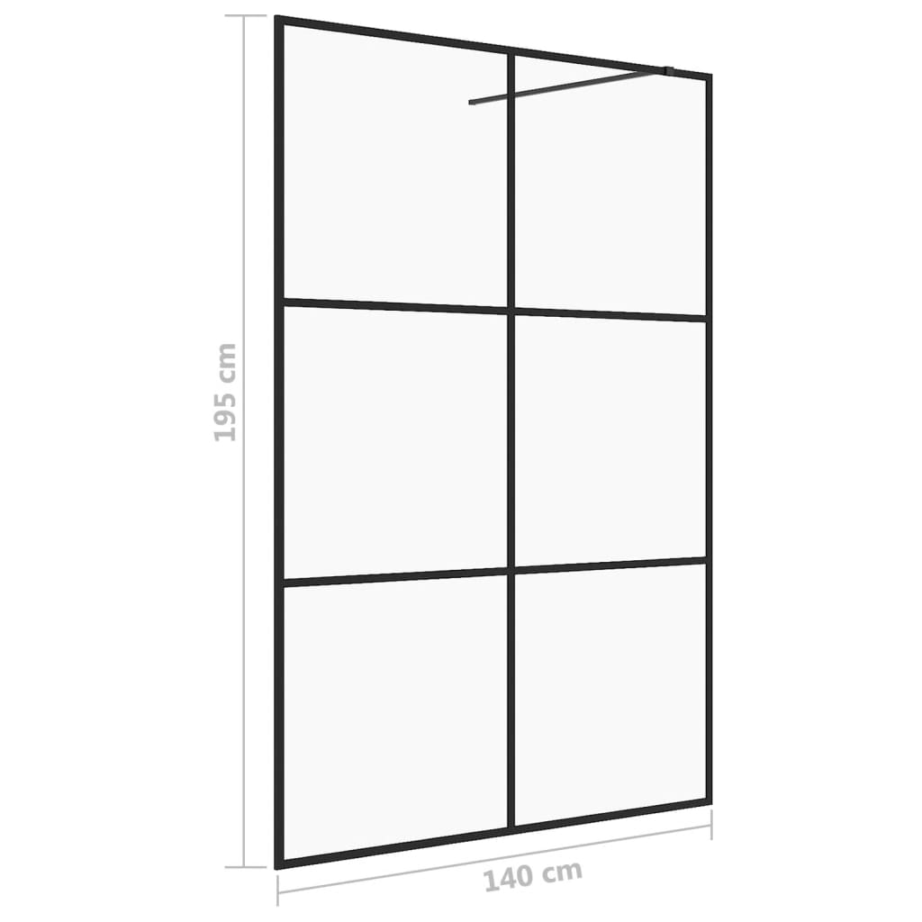 Walk-in suihkun seinäke kirkas ESG-lasi 140x195 cm musta - Sisustajankoti.fi