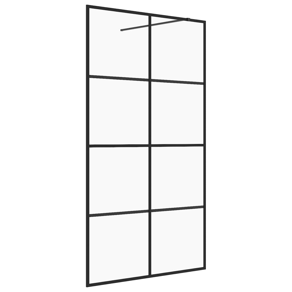 Walk-in suihkun seinäke kirkas ESG-lasi 115x195 cm musta - Sisustajankoti.fi