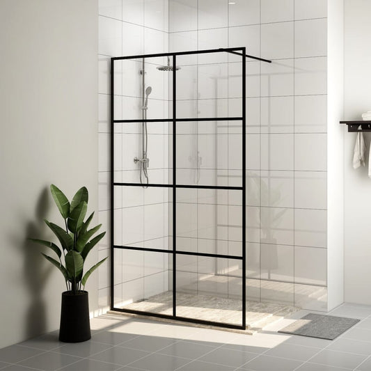 Walk-in suihkun seinäke kirkas ESG-lasi 140x195 cm musta - Sisustajankoti.fi