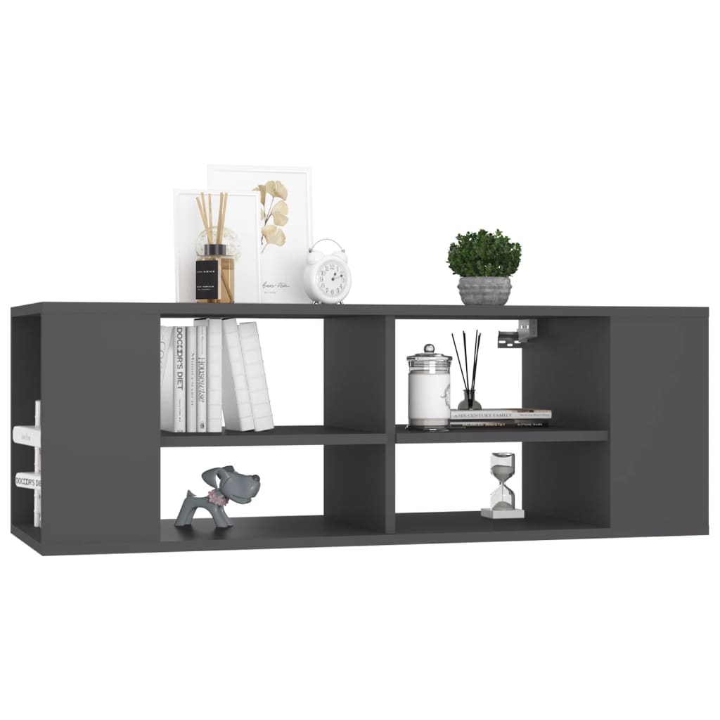 Seinäkiinnitettävä TV-taso harmaa 102x35x35cm lastulevy - Sisustajankoti.fi
