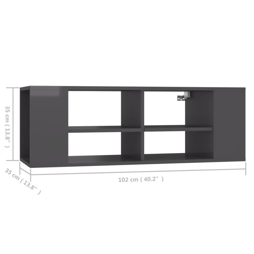 Seinäkiinnitettävä TV-taso harmaa 102x35x35cm lastulevy - Sisustajankoti.fi