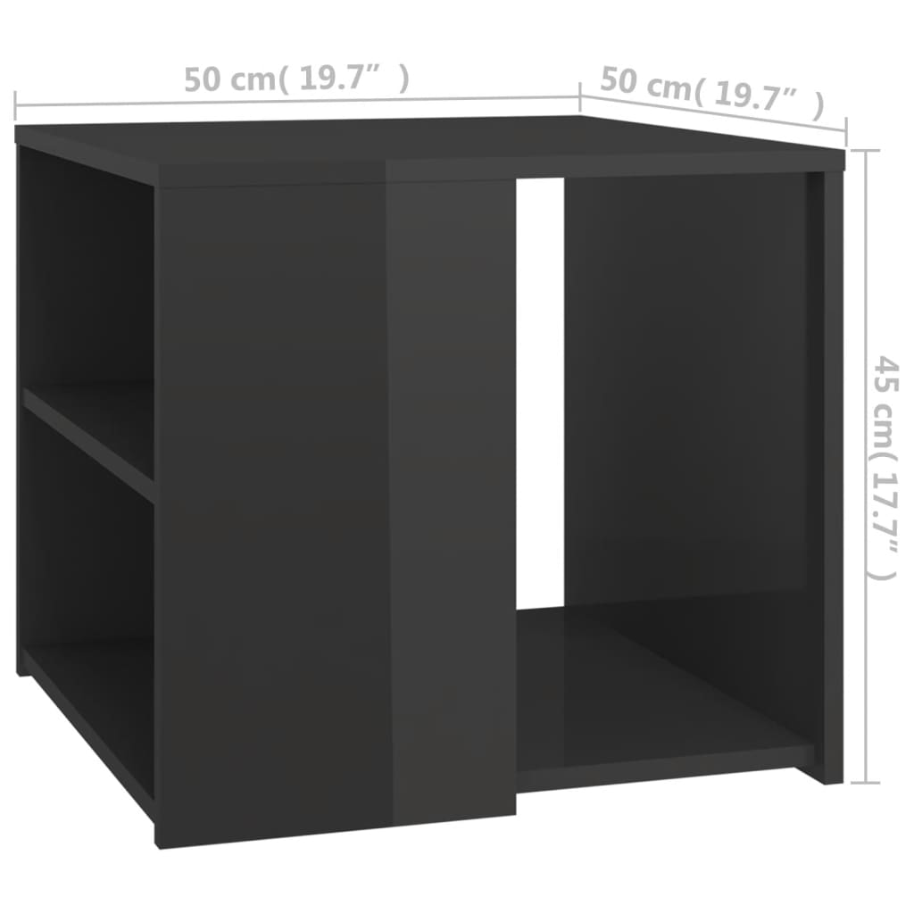 Sivupöytä korkeakiilto harmaa 50x50x45 cm lastulevy - Sisustajankoti.fi