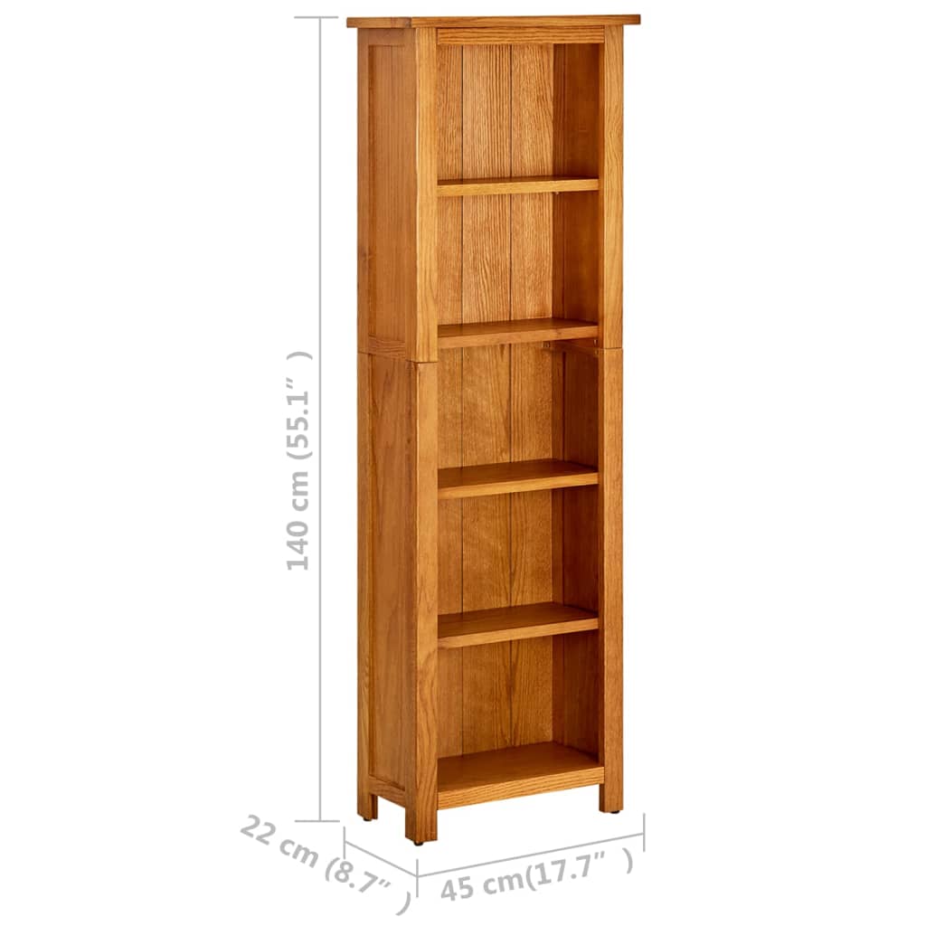 Kirjahylly 5 tasoa 45x22x140 cm täystammi - Sisustajankoti.fi