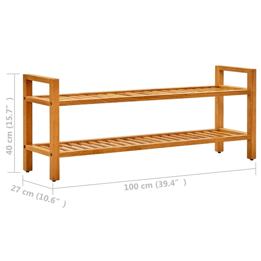 Kenkäteline 2 hyllyä 100x27x40 cm täystammi - Sisustajankoti.fi