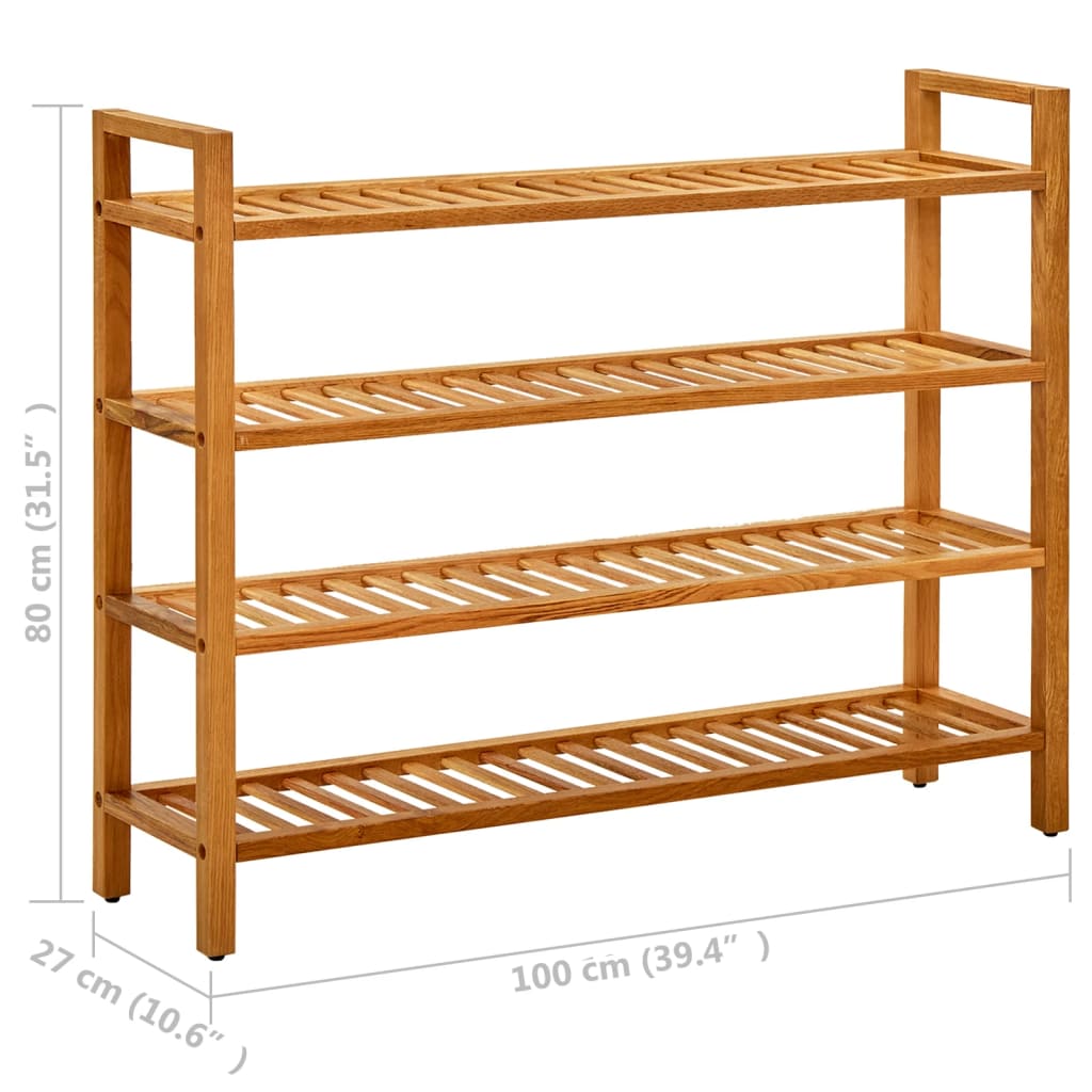 Kenkäteline 4 hyllyä 100x27x80 cm täystammi - Sisustajankoti.fi