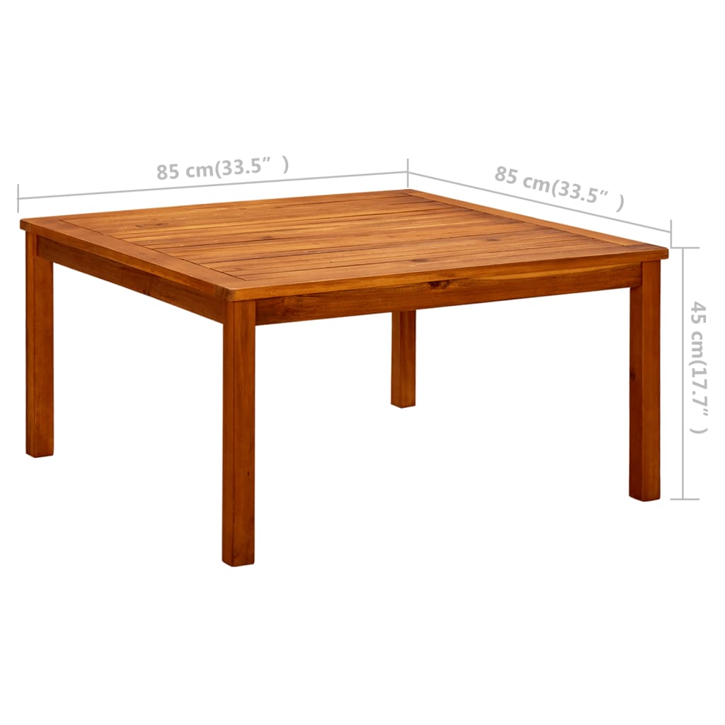Puutarhan sohvapöytä 85x85x45 cm täysi akaasiapuu - Sisustajankoti.fi
