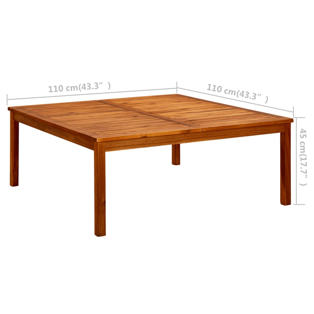 Puutarhan sohvapöytä 110x110x45 cm täysi akaasiapuu - Sisustajankoti.fi