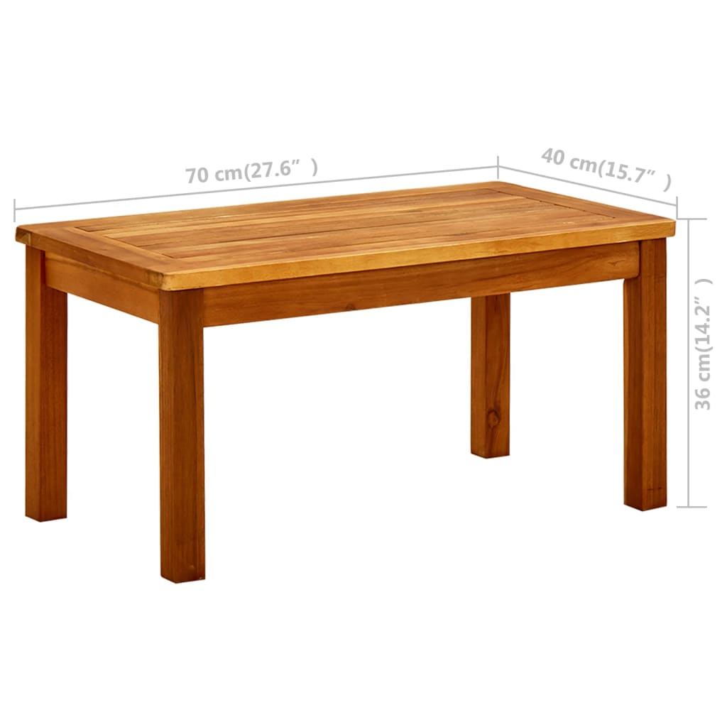 Puutarhan sohvapöytä 70x40x36 cm täysi akaasiapuu - Sisustajankoti.fi