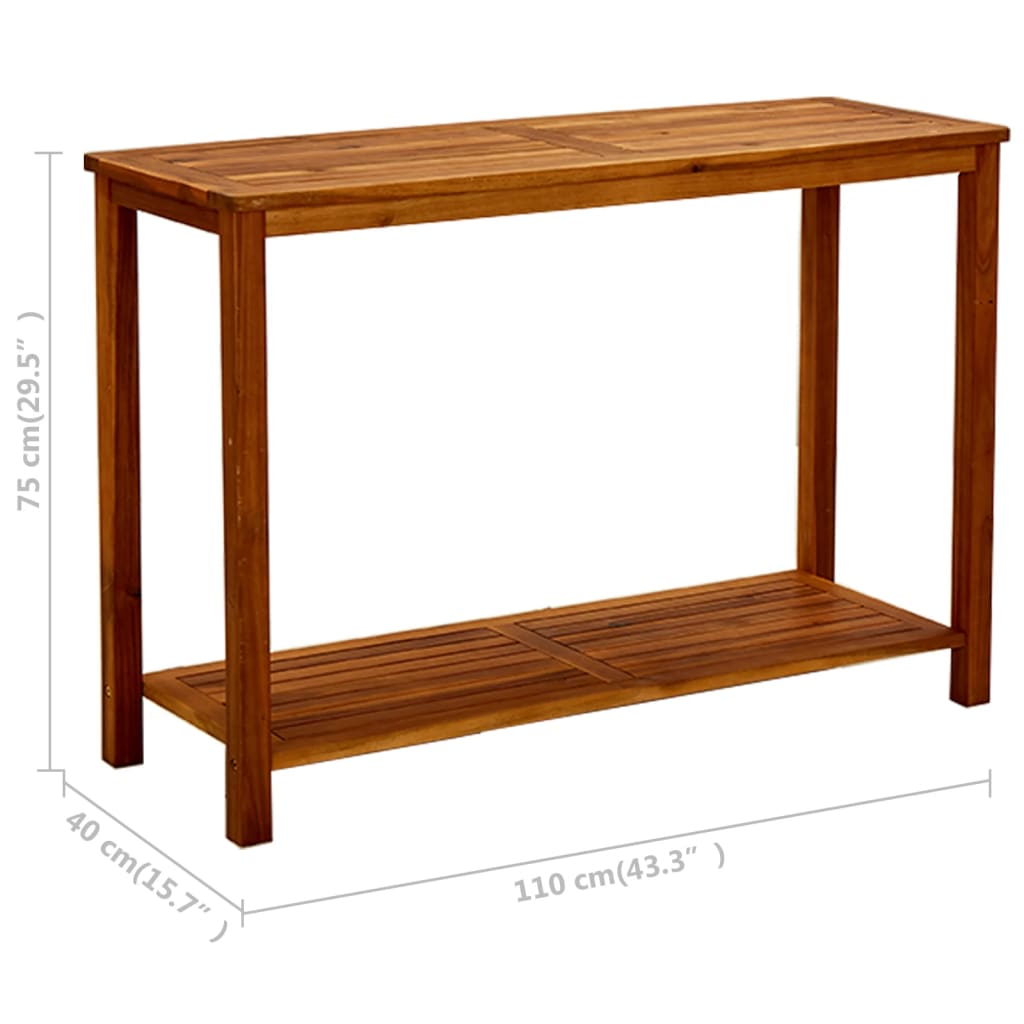 Puutarhan konsolipöytä 110x40x75 cm täysi akaasiapuu - Sisustajankoti.fi