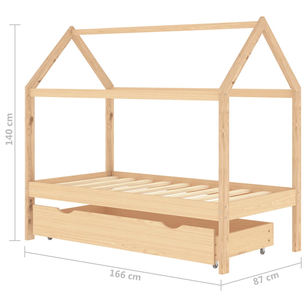 Lasten sängynrunko laatikolla täysi mänty 80x160 cm - Sisustajankoti.fi