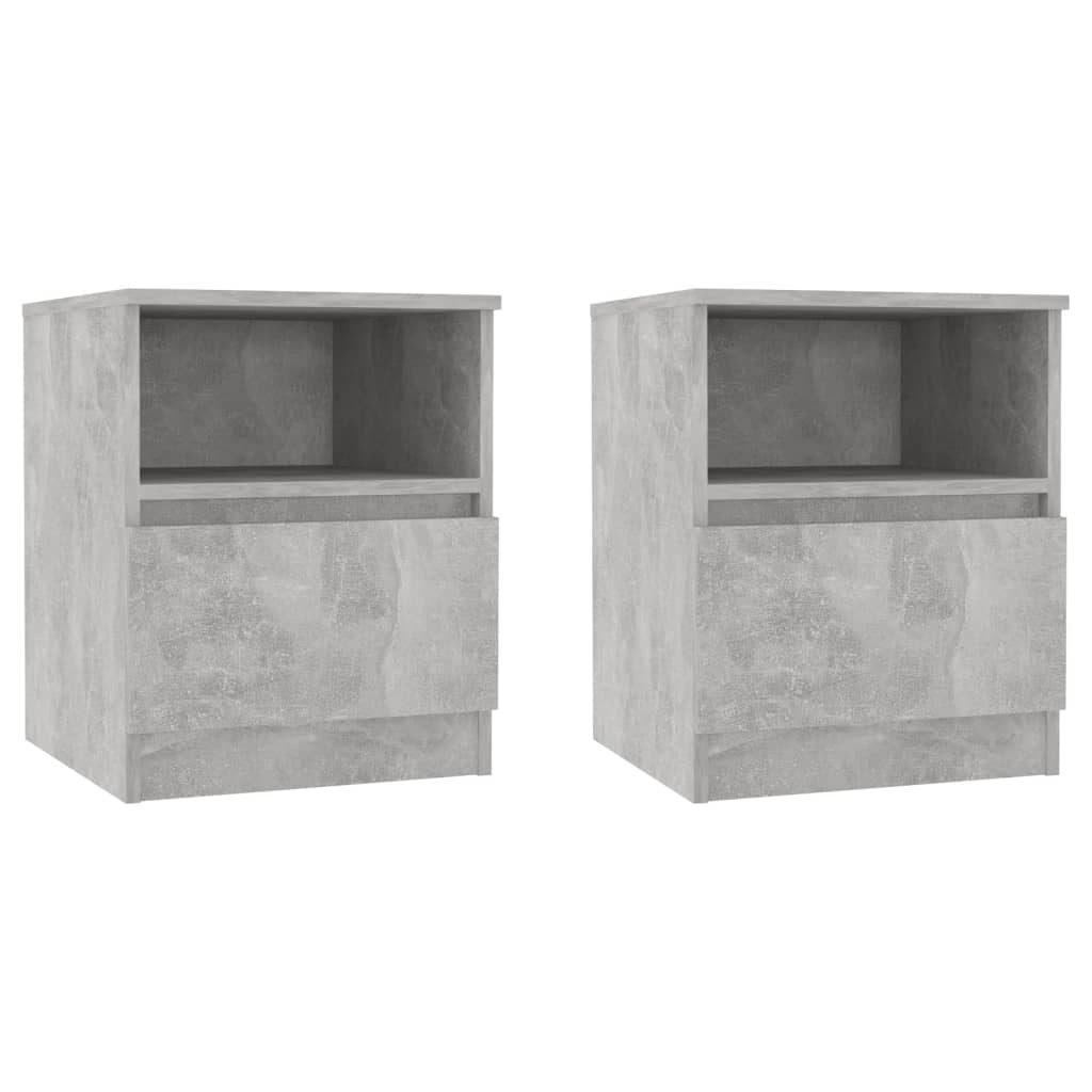 Yöpöydät 2 kpl betoninharmaa 40x40x50 cm lastulevy - Sisustajankoti.fi