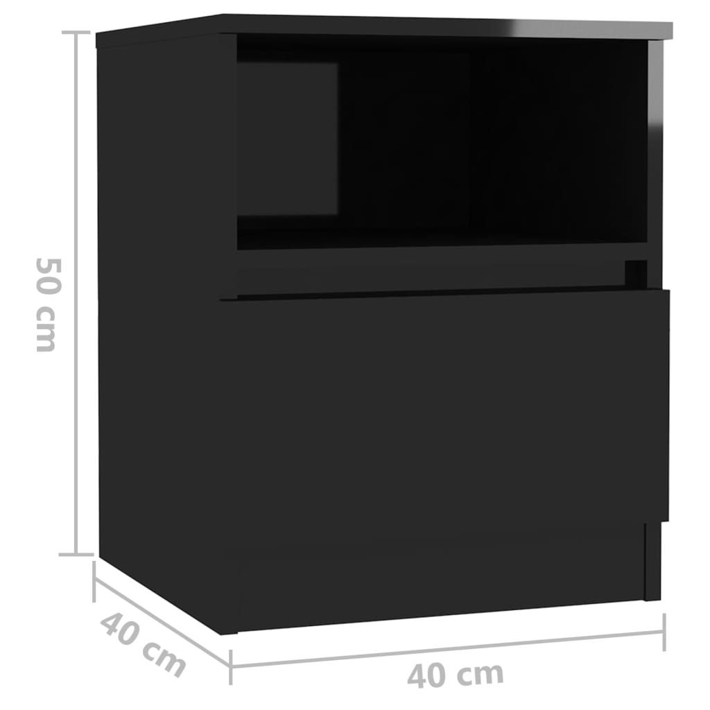 Yöpöydät 2 kpl korkeakiilto musta 40x40x50 cm lastulevy - Sisustajankoti.fi