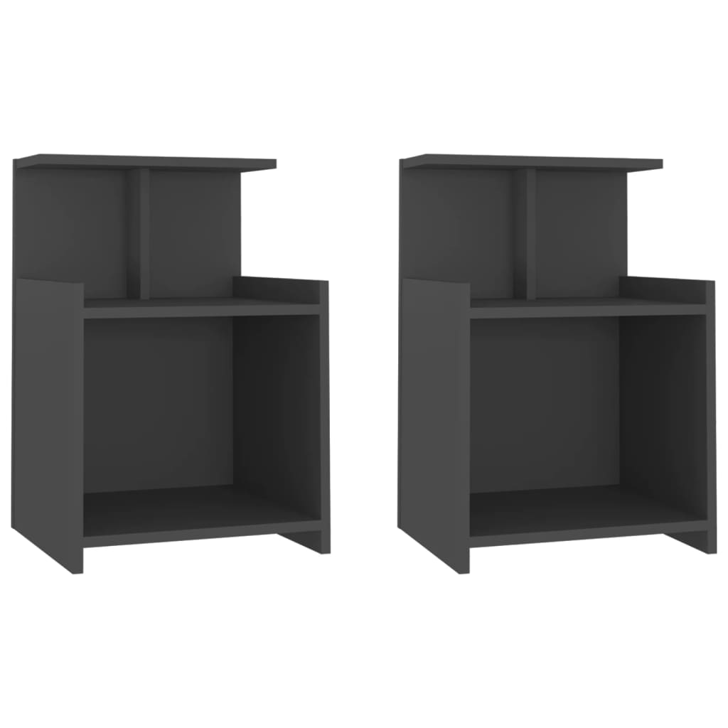 Yöpöydät 2 kpl harmaa 40x35x60 cm lastulevy - Sisustajankoti.fi