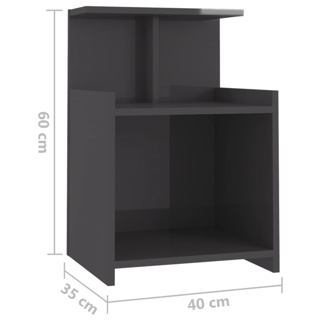 Yöpöytä korkeakiilto harmaa 40x35x60 cm lastulevy - Sisustajankoti.fi