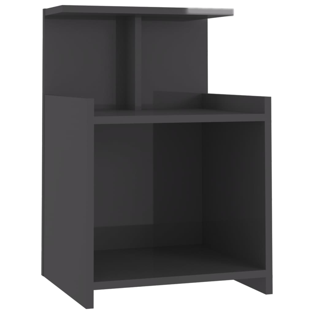 Yöpöydät 2 kpl korkeakiilto harmaa 40x35x60 cm lastulevy - Sisustajankoti.fi