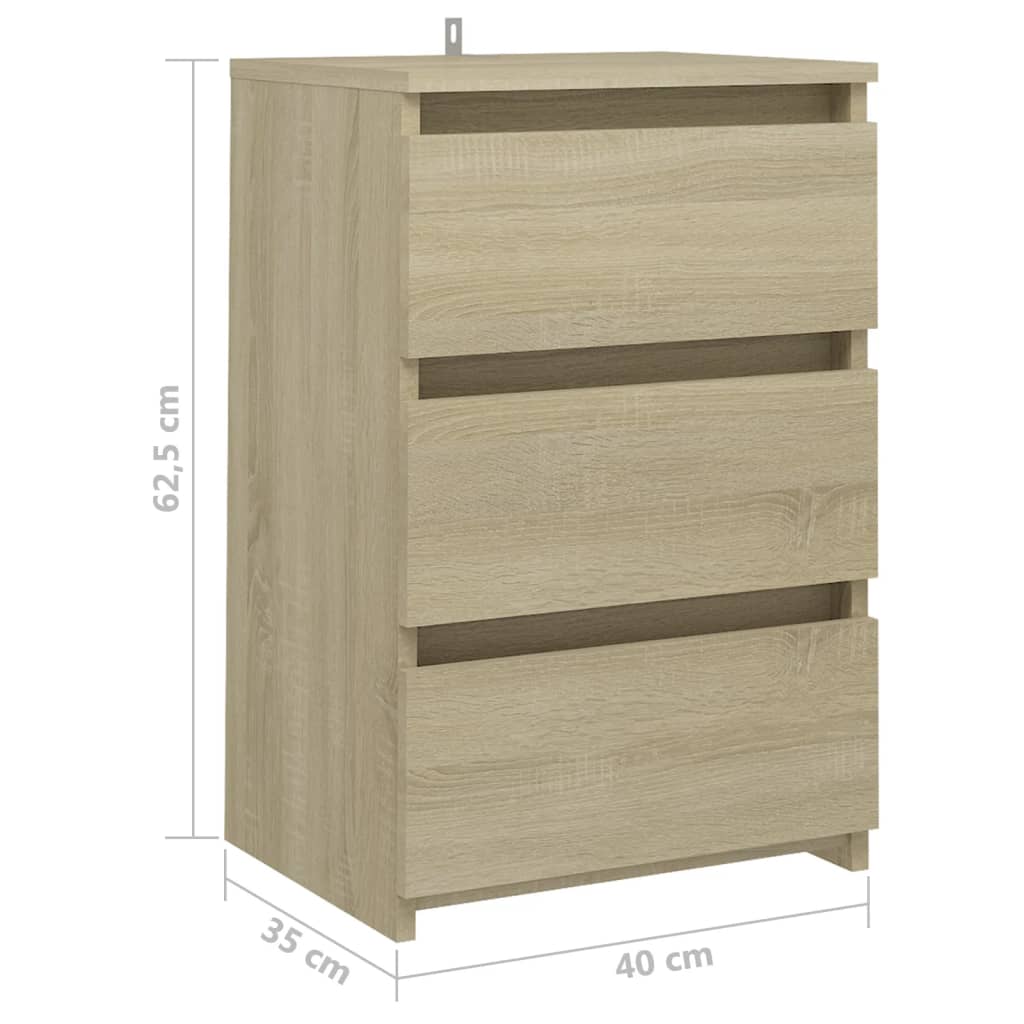 Yöpöydät 2 kpl Sonoma-tammi 40x35x62,5 cm lastulevy - Sisustajankoti.fi