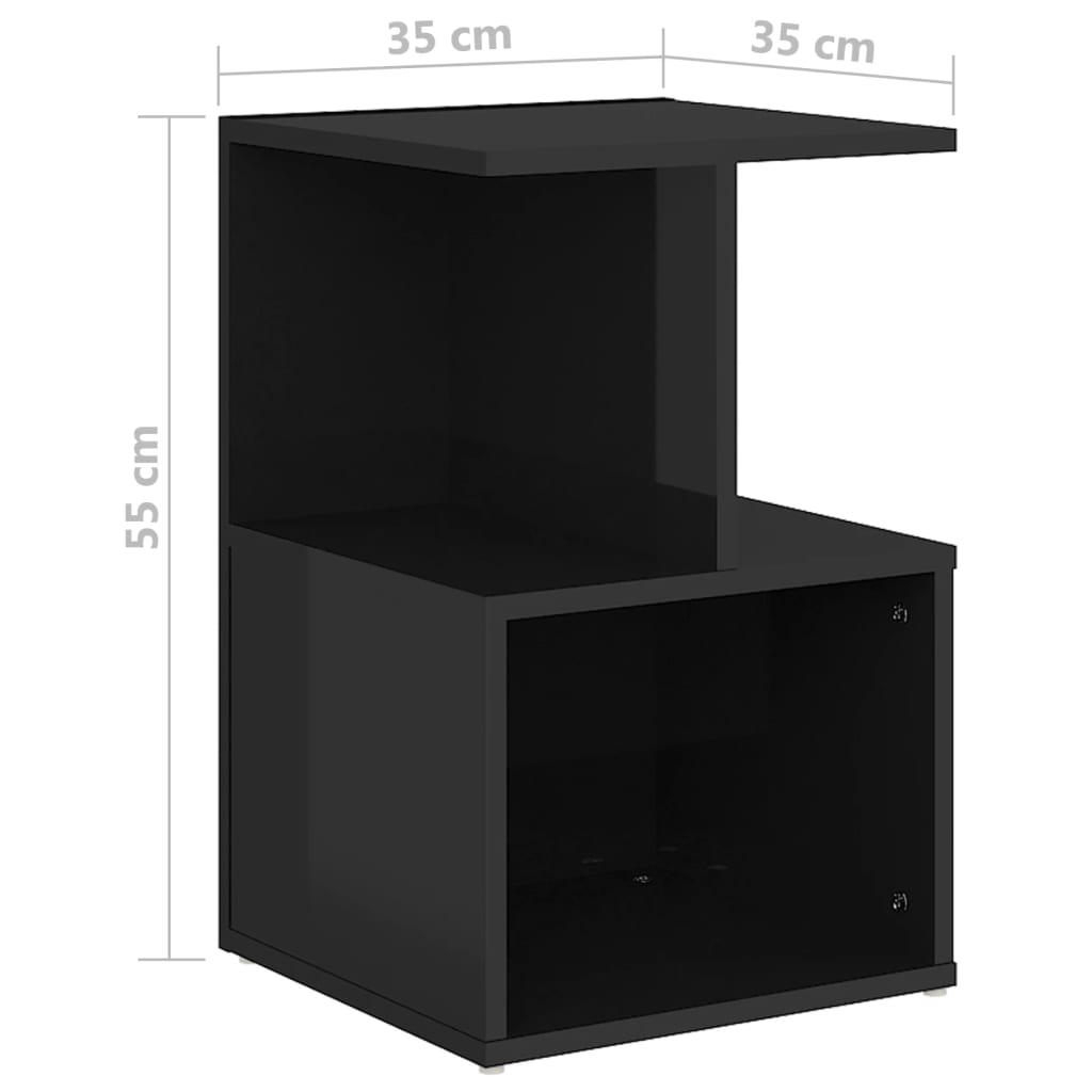 Yöpöydät 2 kpl korkeakiilto musta 35x35x55 cm lastulevy - Sisustajankoti.fi