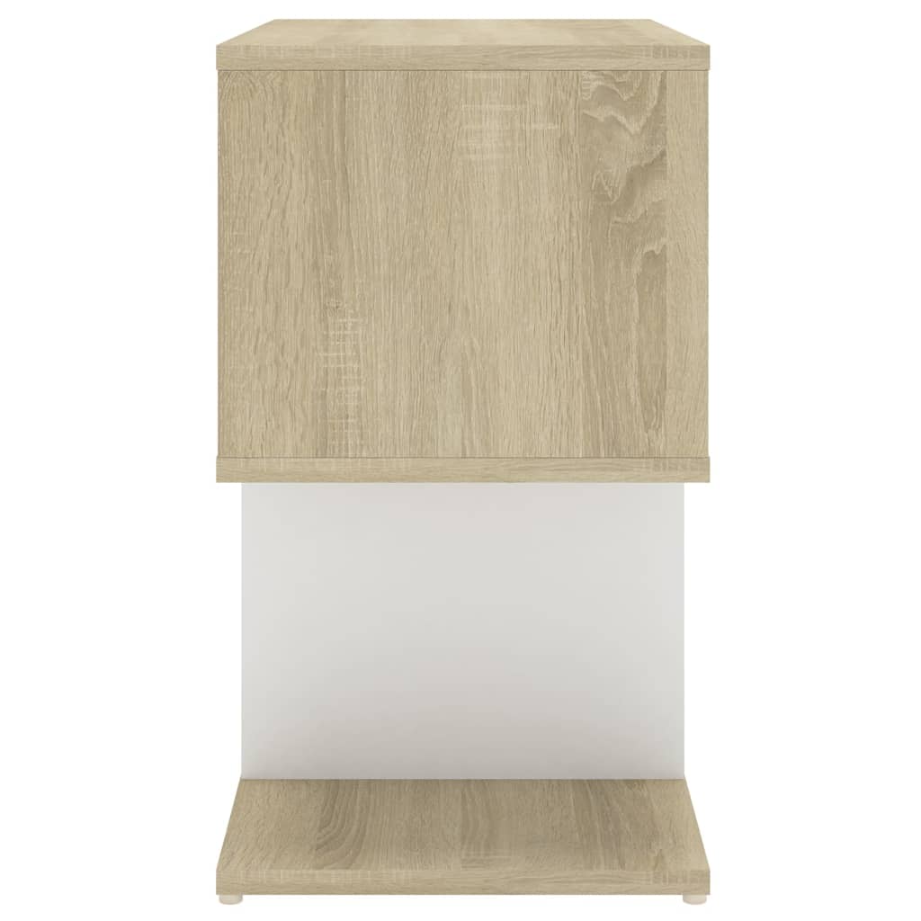 Yöpöydät 2kpl valkoinen ja Sonoma-tammi 50x30x51,5 cm lastulevy - Sisustajankoti.fi