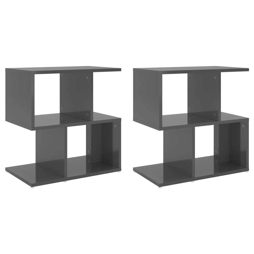Yöpöydät 2 kpl korkeakiilto harmaa 50x30x51,5 cm lastulevy - Sisustajankoti.fi