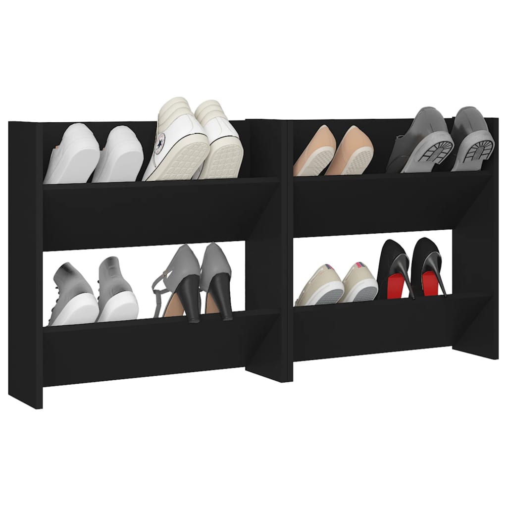Seinäkenkäkaapit 2 kpl musta 60x18x60 cm lastulevy - Sisustajankoti.fi