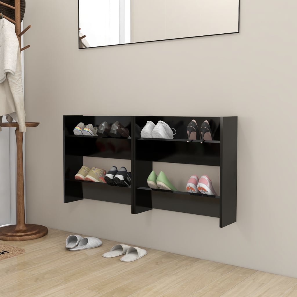 Seinäkenkäkaapit 2 kpl musta 60x18x60 cm lastulevy - Sisustajankoti.fi