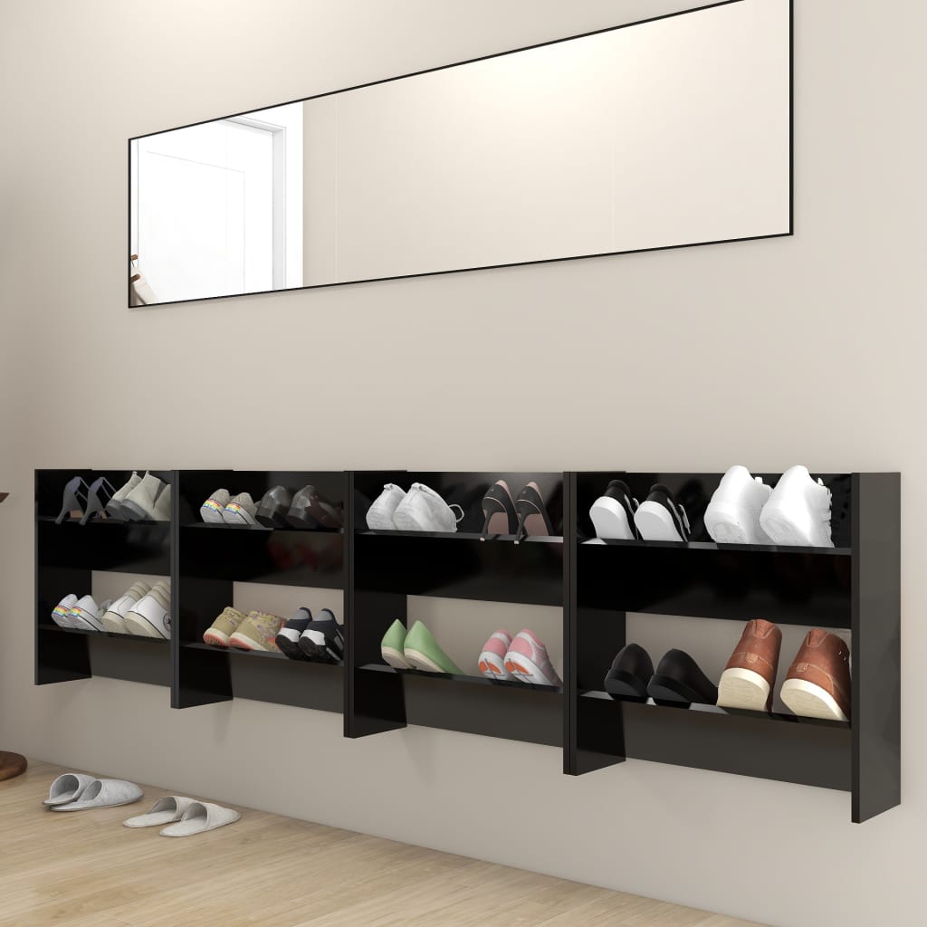 Seinäkenkäkaapit 4 kpl musta 60x18x60 cm lastulevy - Sisustajankoti.fi
