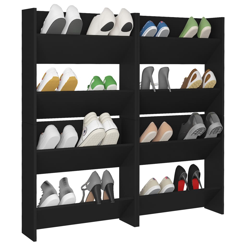 Seinäkenkäkaapit 4 kpl musta 60x18x60 cm lastulevy - Sisustajankoti.fi