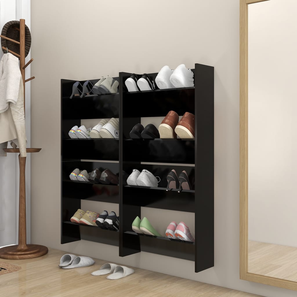 Seinäkenkäkaapit 4 kpl musta 60x18x60 cm lastulevy - Sisustajankoti.fi