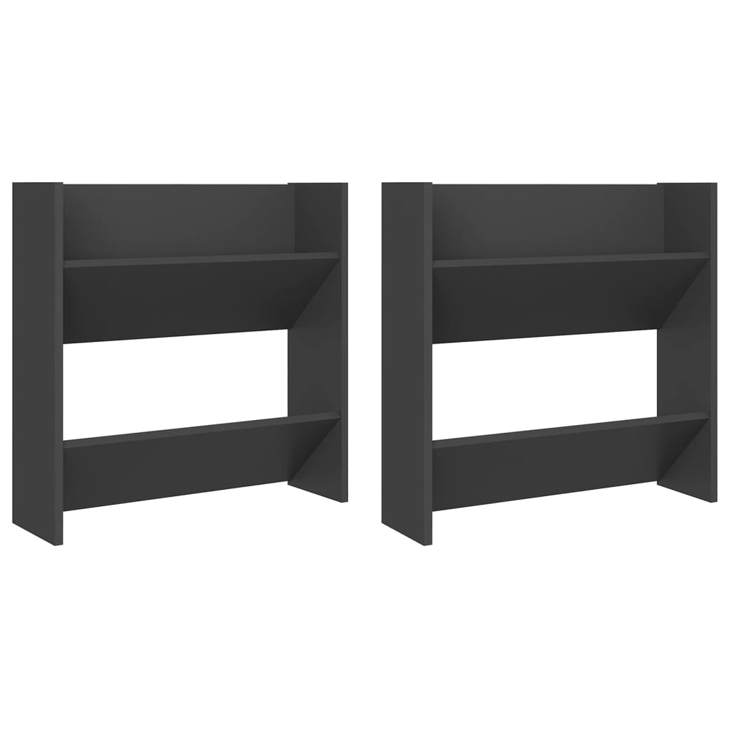 Seinäkenkäkaapit 2 kpl harmaa 60x18x60 cm lastulevy - Sisustajankoti.fi