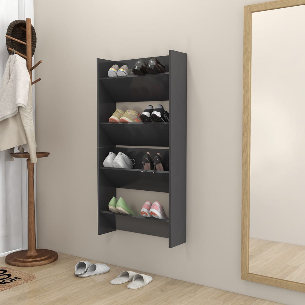 Seinäkenkäkaapit 2 kpl harmaa 60x18x60 cm lastulevy - Sisustajankoti.fi