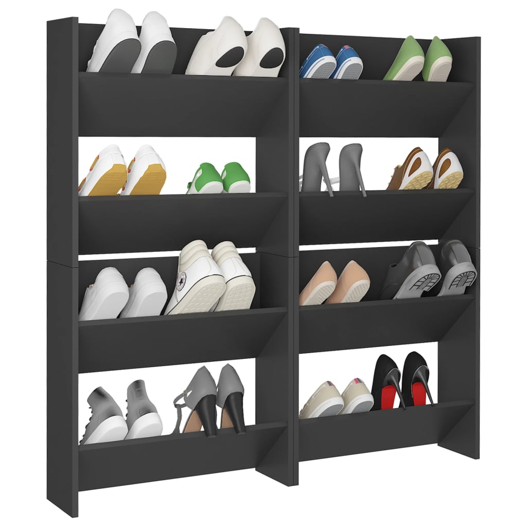 Seinäkenkäkaapit 4 kpl harmaa 60x18x60 cm lastulevy - Sisustajankoti.fi