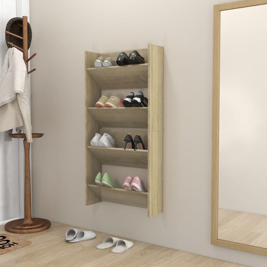 Seinäkenkäkaapit 2 kpl Sonoma-tammi 60x18x60 cm lastulevy - Sisustajankoti.fi