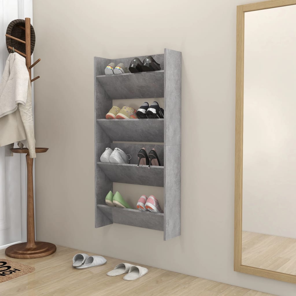 Seinäkenkäkaapit 2 kpl betoninharmaa 60x18x60 cm lastulevy - Sisustajankoti.fi