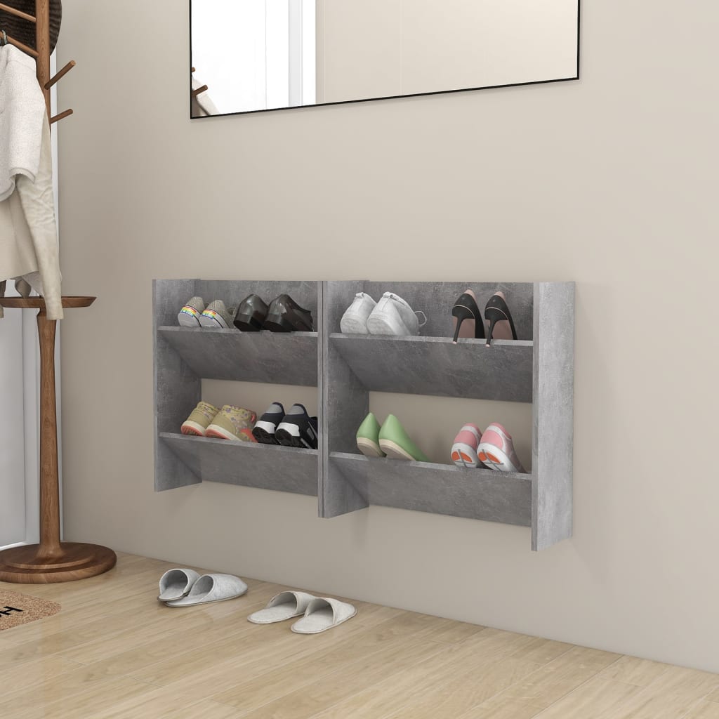 Seinäkenkäkaapit 2 kpl betoninharmaa 60x18x60 cm lastulevy - Sisustajankoti.fi