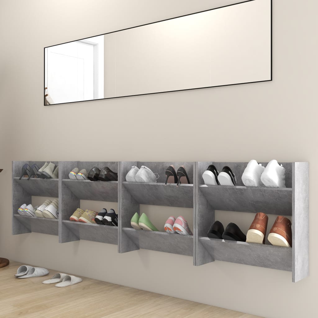 Seinäkenkäkaapit 4 kpl betoninharmaa 60x18x60 cm lastulevy - Sisustajankoti.fi