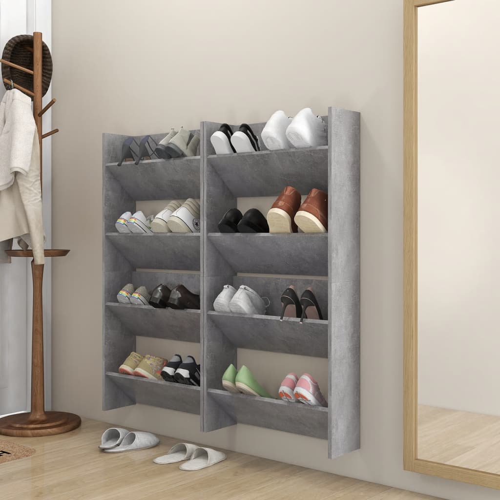 Seinäkenkäkaapit 4 kpl betoninharmaa 60x18x60 cm lastulevy - Sisustajankoti.fi