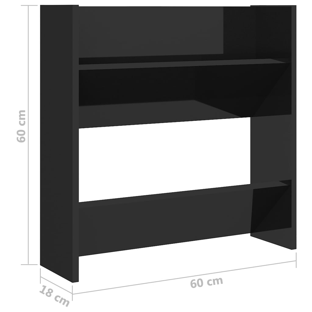 Seinäkenkäkaapit 4 kpl korkeakiilto musta 60x18x60 cm lastulevy - Sisustajankoti.fi