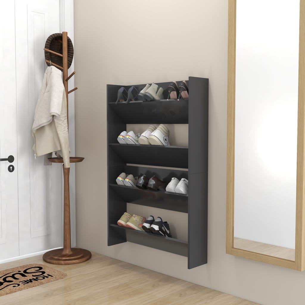 Seinäkenkäkaapit 2 kpl harmaa 80x18x60 cm lastulevy - Sisustajankoti.fi