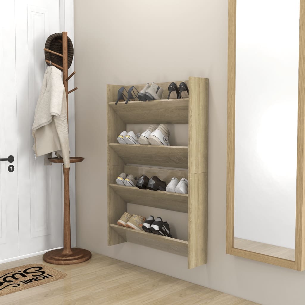 Seinäkenkäkaapit 2 kpl Sonoma-tammi 80x18x60 cm lastulevy - Sisustajankoti.fi
