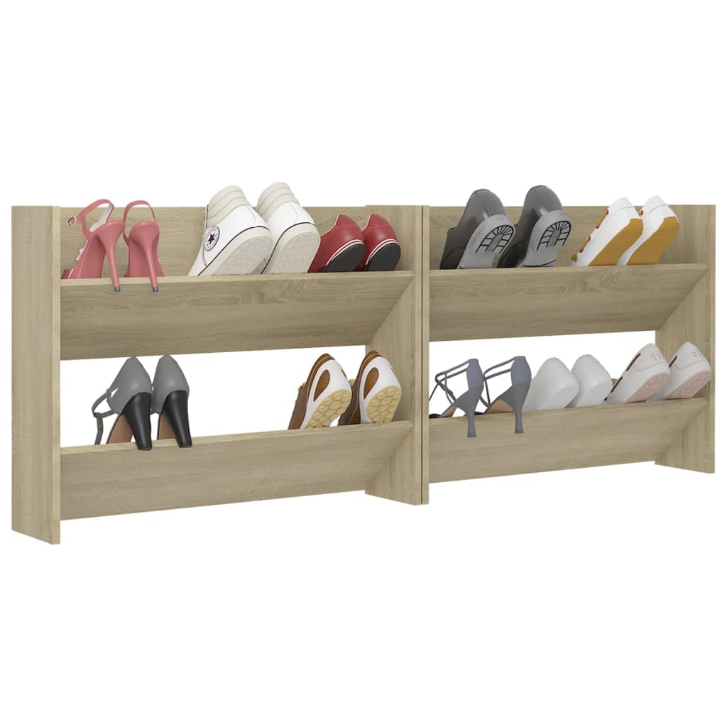 Seinäkenkäkaapit 2 kpl Sonoma-tammi 80x18x60 cm lastulevy - Sisustajankoti.fi