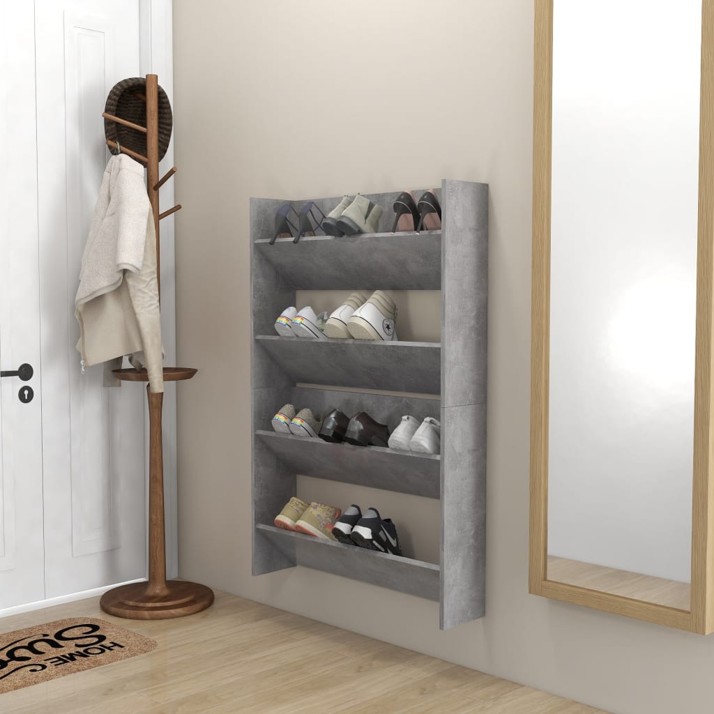 Seinäkenkäkaapit 2 kpl betoninharmaa 80x18x60 cm lastulevy - Sisustajankoti.fi