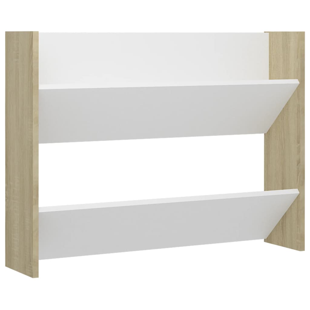 Seinäkenkäkaapit 2 kpl valk./Sonoma-tammi 80x18x60 cm lastulevy - Sisustajankoti.fi