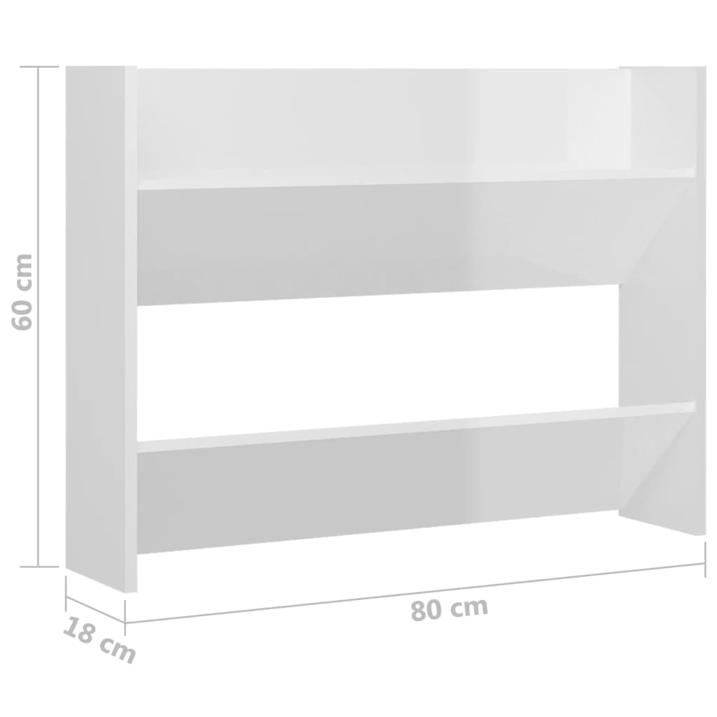 Seinäkenkäkaapit 2 kpl korkeakiilto valk. 80x18x60 cm lastulevy - Sisustajankoti.fi