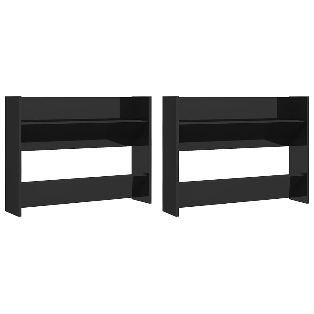 Seinäkenkäkaapit 2 kpl korkeakiilto musta 80x18x60 cm lastulevy - Sisustajankoti.fi