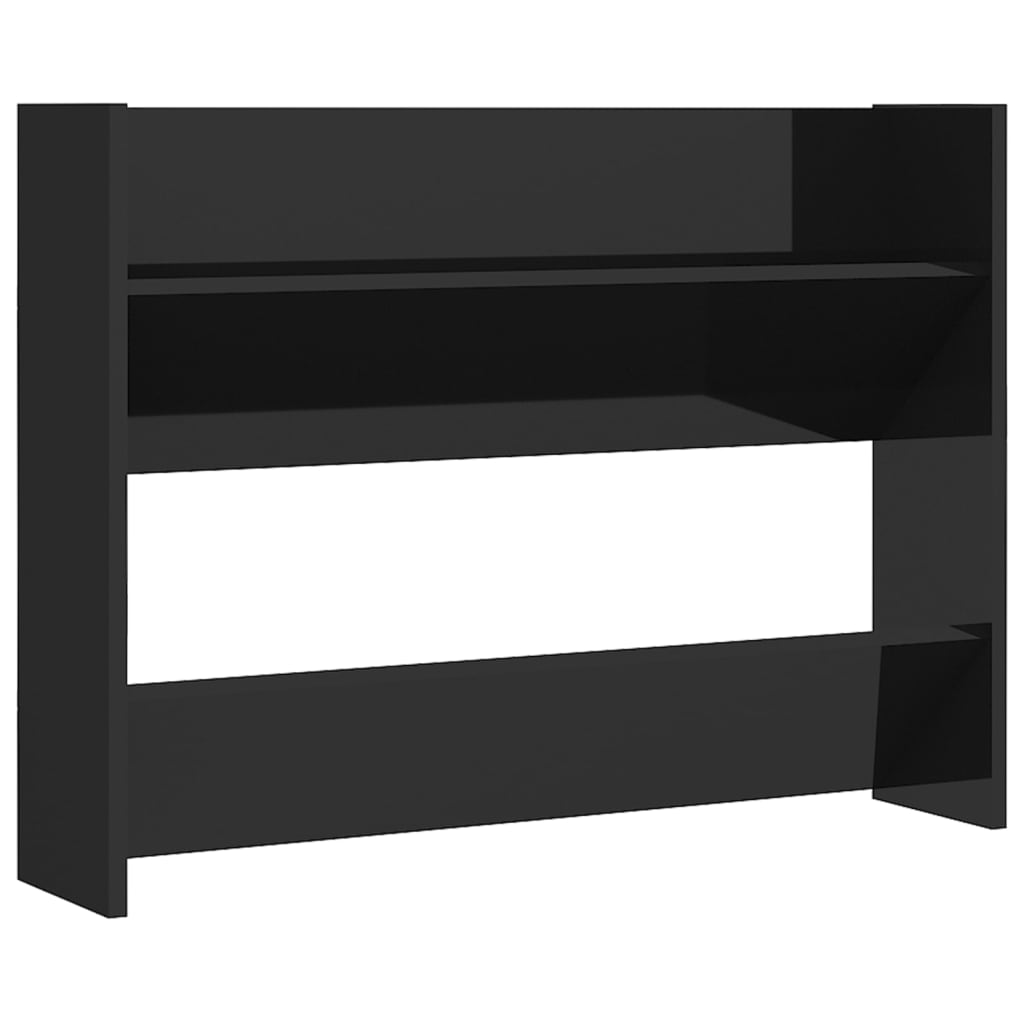 Seinäkenkäkaapit 2 kpl korkeakiilto musta 80x18x60 cm lastulevy - Sisustajankoti.fi