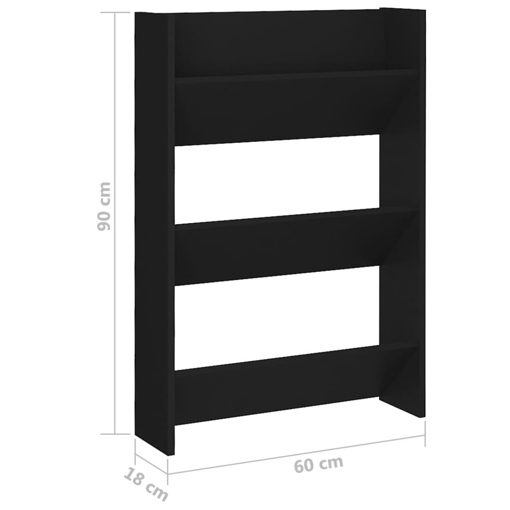 Seinäkenkäkaappi musta 60x18x90 cm - Sisustajankoti.fi